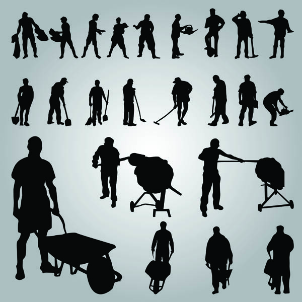 free vector Business people and workers in silhouette vector